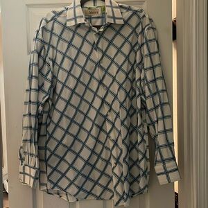 Cubavera long sleeve white and blue stripe shirt, with striped cuffs -XL,